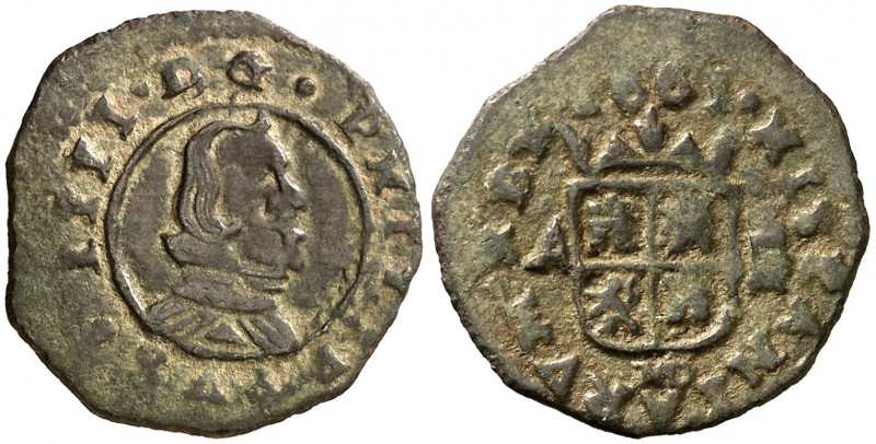 1661. Felipe IV. MD (Madrid). A. 8 maravedís. (AC. 352) 2,06 g. Acuñada a martil...