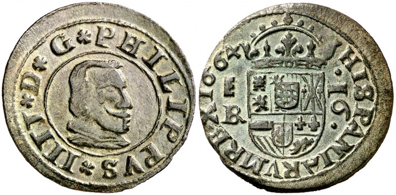 1664. Felipe IV. Segovia. BR. 16 maravedís. (AC. 491). 4,03 g. Bella. Escasa así...