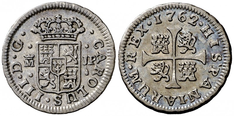 1762. Carlos III. Madrid. JP. 1/2 real. (AC. 150, mismo ejemplar). 1,44 g. Atrac...