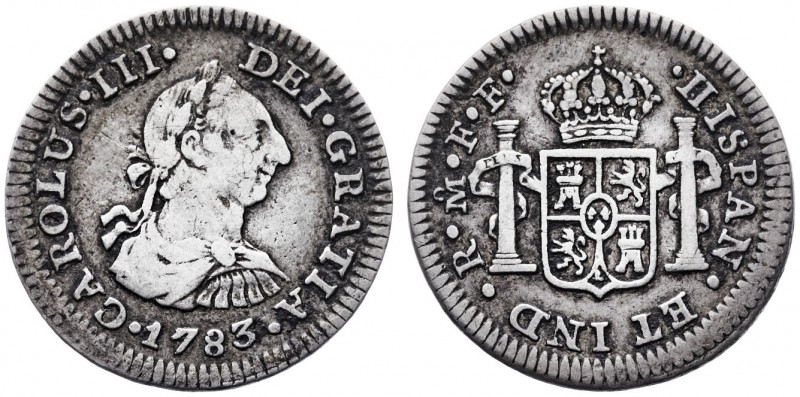 1783. Carlos III. México. FF. 1/2 real. (AC. 210) 1,64 g. MBC-/MBC.