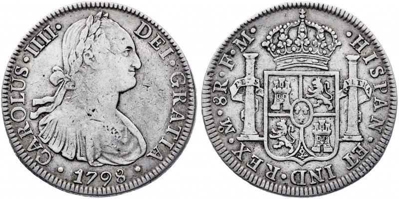 1798. Carlos IV. México. FM. 8 reales. (AC. 961). 26,67 g. MBC-.