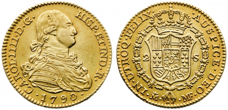 1790. Carlos IV. Madrid. MF. 2 escudos. (AC. 1275). 6,65 g. MBC+.