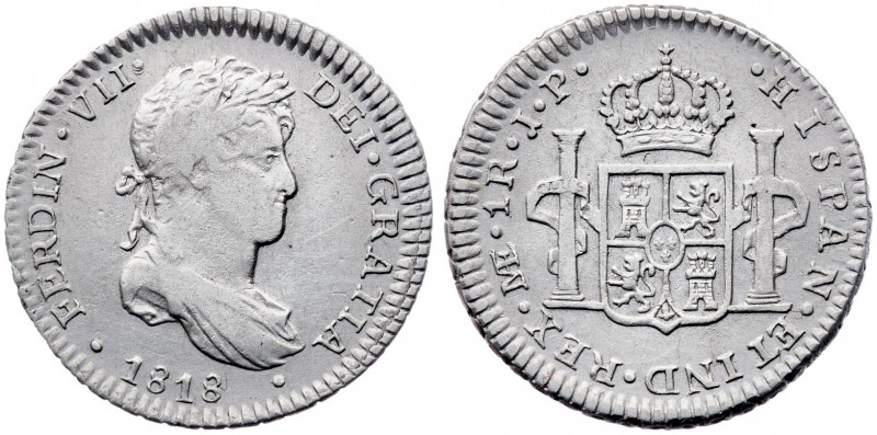 1818. Fernando VII. Lima. JP. 1 real. (AC. 576). 3,35 g. MBC-/MBC.