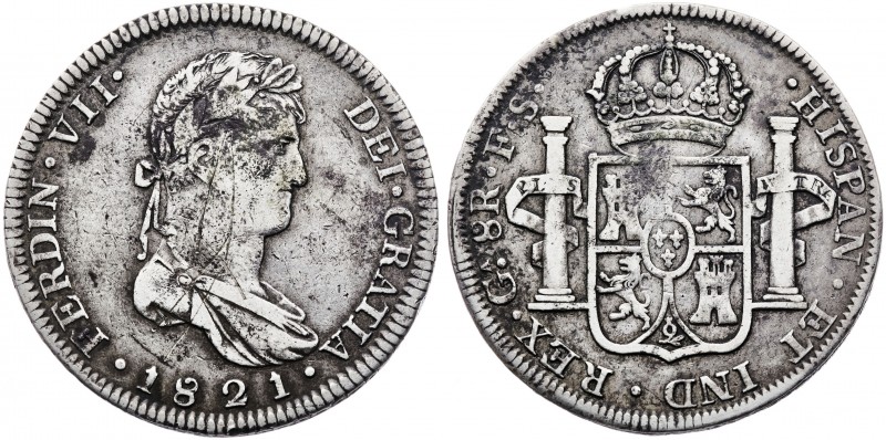 1821. Fernando VII. Guadalajara. FS. 8 reales. (AC. 1210). 26,70 g. Manchitas y ...