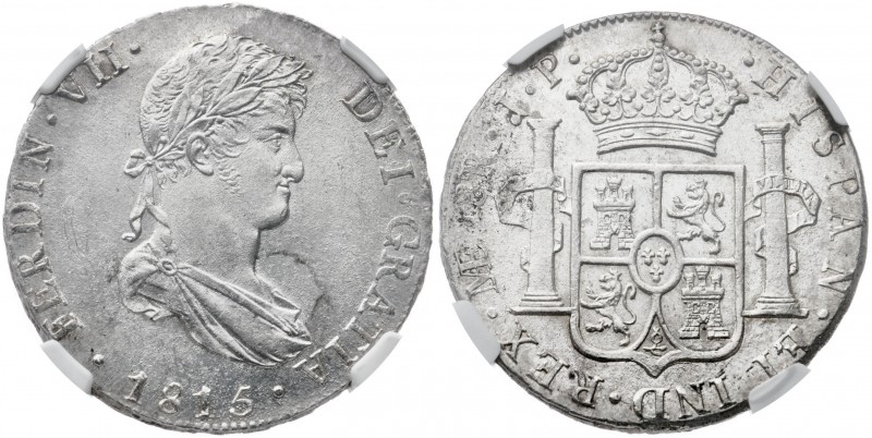 1815. Fernando VII. Lima. JP. 8 reales. (AC. 1248). En cápsula de la NGC como MS...