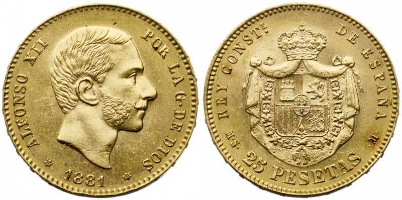 1881*1881. Alfonso XII. MSM. 25 pesetas. (AC. 82). 8,06 g. EBC-.