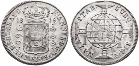 1816. Brasil. Juan, Príncipe Regente. 960 reis. (Kr. 307). 26,81 g. AG. Acuñada sobre un real de a ocho español. EBC+.