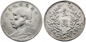 Año 9 (1920). China. 1 dólar. (Kr. 329.6). 26,80 g. AG. MBC.