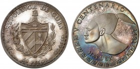 1991. Cuba. 50 pesos. (Kr. 435). 156 g. AG. V Centenario - Hatuey. Acuñación de 1000 ejemplares. Proof.