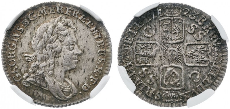 1723. Gran Bretaña. Jorge I. 6 peniques. (Kr. 553.2). AG. En cápsula de la NGC c...