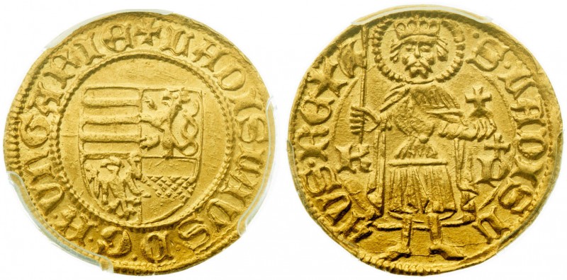 Hungría. Ladislao V (1453-1457). 1 florín. (Fr. 16). 3,55 g. AU. En cápsula de l...