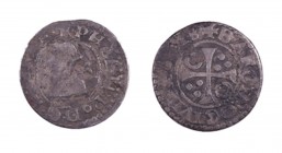 1618. Felipe III. Barcelona. 1/2 croat. (AC. 383). Lote de 2 monedas. A examinar. BC/BC+.