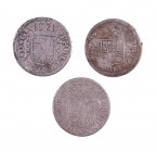 1726, 1737 y 1759. Felipe V y Fernando VI. Madrid y Sevilla. 1 real. Lote de 3 monedas. A examinar. BC/BC+.