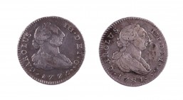 1775 y 1781. Carlos III. Madrid. 1 real. Lote de 2 monedas. A examinar. MBC-/MBC.