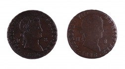 1826. Fernando VII. Segovia. 8 maravedís. (AC. 228). Lote de 2 monedas. BC/MBC-.
