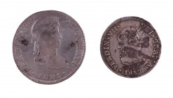1819 y 1821. Fernando VII. Lima. JP. 2 y 4 reales. Dos monedas. BC/MBC-.