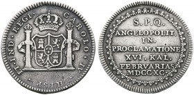 1790. Carlos IV. Puebla de los Ángeles. Medalla de Proclamación. Módulo 2 reales. (Ha. 191) (Medina 218) (Ruiz Trapero 262) (V. 156). 6,66 g. Rayitas....