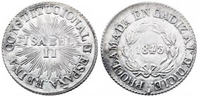 1843. Isabel II. Cádiz. Mayoría de edad. (Ha. 4) (V. 780) (V.Q. 13412). 7,26 g. Ø23 mm. Plata. MBC+.