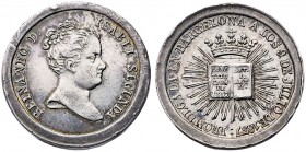 1837. Isabel II. Barcelona. Proclamación de la Constitución. (V. 774 var. metal) (V.Q. 14269) (Cru.Medalles 535). 7,57 g. Ø24 mm. Plata. Golpecitos. M...