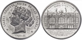 1867. Isabel II. Exposición Universal de París. (V. 813). 47,36 g. Ø50 mm. Metal blanco. Grabador: A. Borrel. Acuñada por Fossey Thonnelier, maquinist...