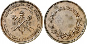 1874. Sevilla. 73,59 g. Ø53 mm. Bronce. Sin otorgar. Grabador: F. López. EBC-.