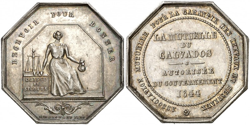 1844. Francia. Seguros. Calvados. "LA MUTUELLE". Jetón. (Gadoury falta). 13 g. 3...