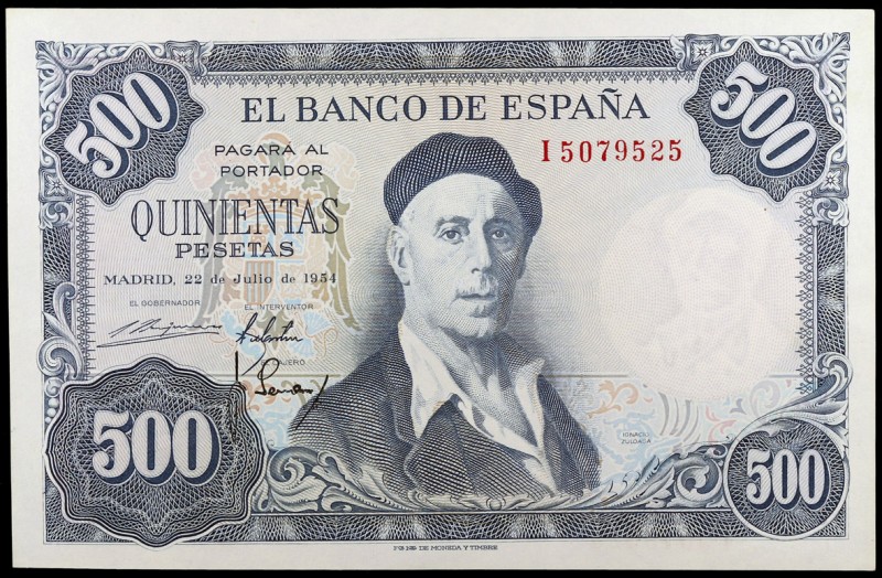 1954. 500 pesetas. (Ed. D69b) (Ed. 468b). 22 de julio, Zuloaga. Serie I. S/C-.