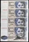 1979. 500 pesetas. (Ed. E2 y E2a) (Ed. 476 y 476a). 23 de octubre, Rosalía de Castro. 4 billetes. Sin serie (dos) y serie K (pareja correlativa). S/C-...