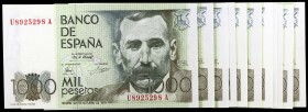 1979. 1000 pesetas. (Ed. E3a) (Ed. 477a). 23 de octubre, Pérez Galdós. 13 billetes. Series A, 2B, 3G, 7K, J-F (pareja correlativa), P-F, R-F (pareja c...