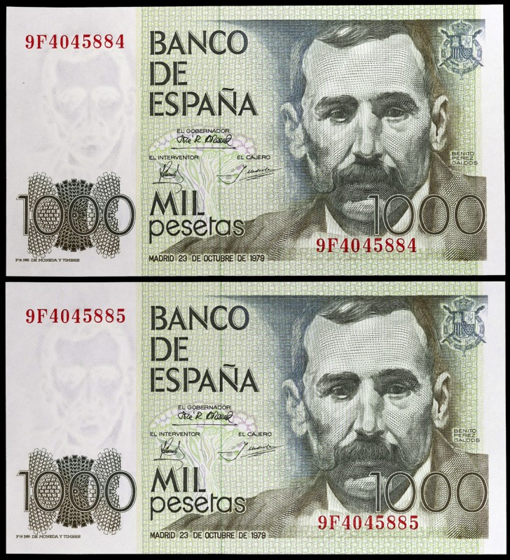 1979. 1000 pesetas. (Ed. E3b var) (Ed. 477b). 23 de octubre, Pérez Galdós. Parej...