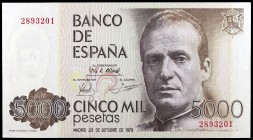 1979. 5000 pesetas. (Ed. E4) (Ed. 478). 23 de octubre, Juan Carlos I. Sin serie. Una esquina rozada. S/C-.