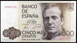 1979. 5000 pesetas. (Ed. E4a) (Ed. 478a). 23 de octubre, Juan Carlos I. Serie A. S/C.