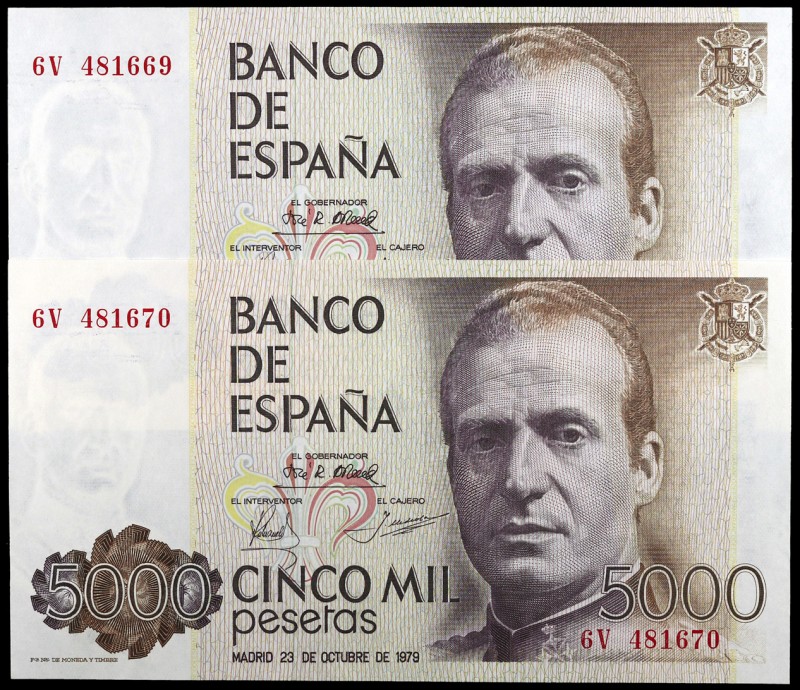 1979. 5000 pesetas. (Ed. E4a) (Ed. 478a). 23 de octubre, Juan Carlos I. Pareja c...