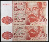 1980. 2000 pesetas. (Ed. E5a) (Ed. 479a). 22 de julio, Juan Ramón Jiménez. Pareja correlativa. Serie 1L. S/C.