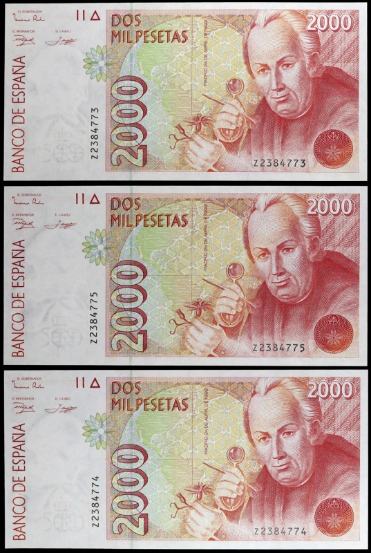 1992. 2000 pesetas. (Ed. E8a) (Ed. 482a). 24 de abril, Mutis. Trío correlativo. ...