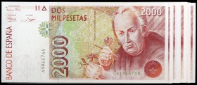 1992. 2000 pesetas. (Ed. E8a) (Ed. 482a). 24 de abril, Mutis. 14 billetes. Series A, G, H, I, K, L (dos), M, U, X, Y (dos) y Z (dos). S/C.