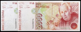 1992. 2000 pesetas. (Ed. E8a) (Ed. 482a). 24 de abril, Mutis. Pareja correlativa. Serie 1D. S/C.