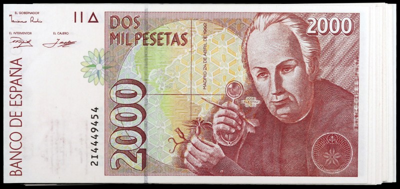 1992. 2000 pesetas. (Ed. E8d) (Ed. 482Aa). 24 de abril, Mutis. 16 billetes. Seri...