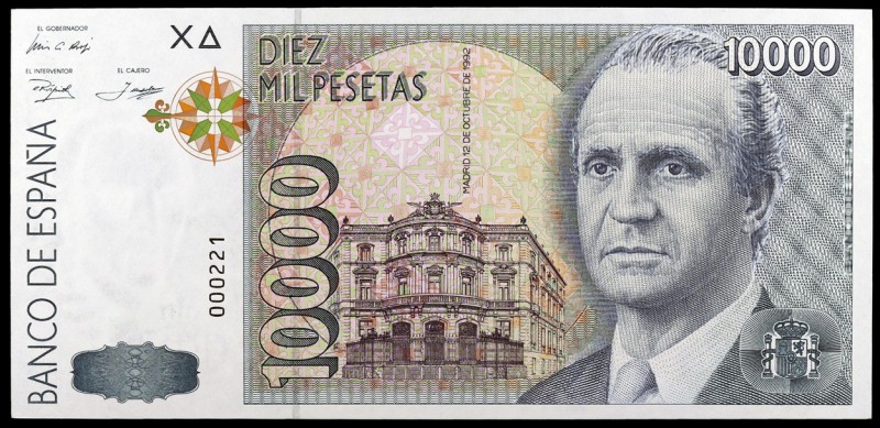 1992. 10000 pesetas. (Ed. E11) (Ed. 485). 12 de octubre, Juan Carlos I. Sin seri...