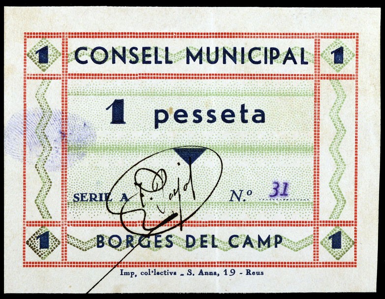 Borges del Camp, les. 25, 50 céntimos (dos) y 1 peseta (dos). (T. 584b, 586, 587...