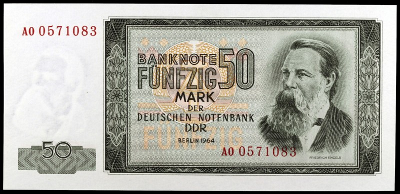 1964. Alemania Oriental. Banco Central. 50 marcos. (Pick 25a). Friedrich Engels....