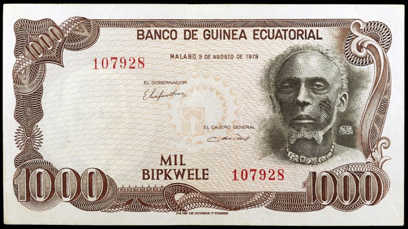 1979. Guinea Ecuatorial. Banco de Guinea Ecuatorial. 1000 bipkwele. (Pick 16). 3...