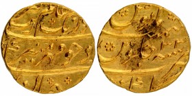 Gold Mohur Coin of Aurangzeb Alamgir of Gulbarga Mint.