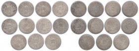 Lot of Eleven Silver Rupee Coins of Mir Usman Ali Khan of Hyderabad State.