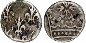 Rare Silver Two Fanon Coin of Pondicherry Mint of Indo French.