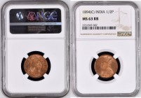 Copper Half Pice Coin of Victoria Empress of Calcutta Mint of 1894.