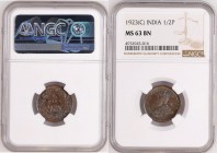 Bronze Half Pice Coin of King George V of Calcutta Mint of 1923.