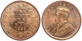 Bronze One Quarter Anna Coin of King George V of Calcutta Mint of 1929.