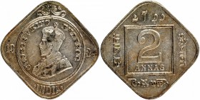 Cupro Nickel Two Annas Coin of King George V of Calcutta Mint of 1934.
