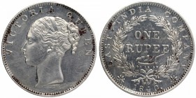 Silver One Rupee Coin of Victoria Queen of  Madras Mint of 1840.